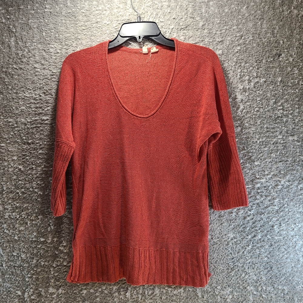 Anthropologie MOTH Catamaran Knit Linen Cotton Sweater Top XS Round‎ Neck